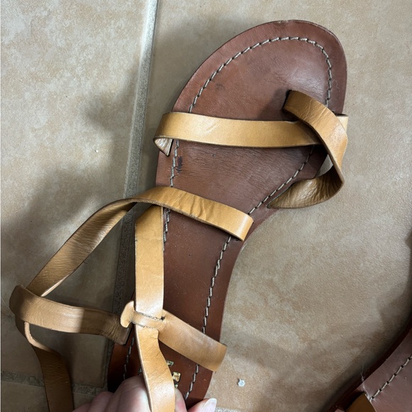 Tory Burch Brown Gladiator Sandals with Gold Buckle - Picture 5 of 9